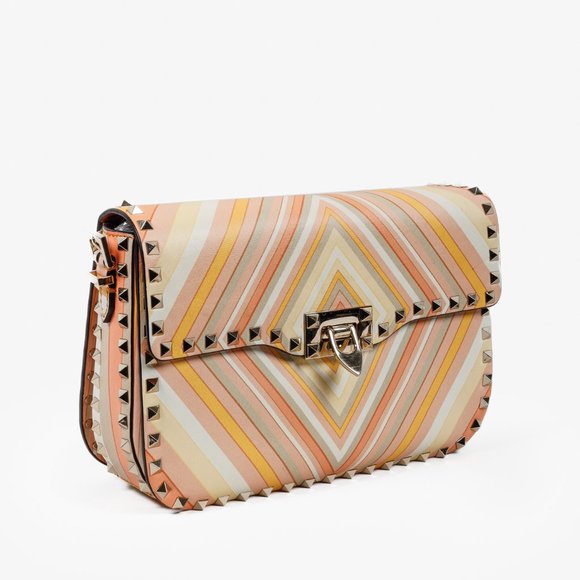 Valentino Garavani Vitello Native Couture 1975 Medium Rockstud Multicolour Flap - Picture 2 of 13